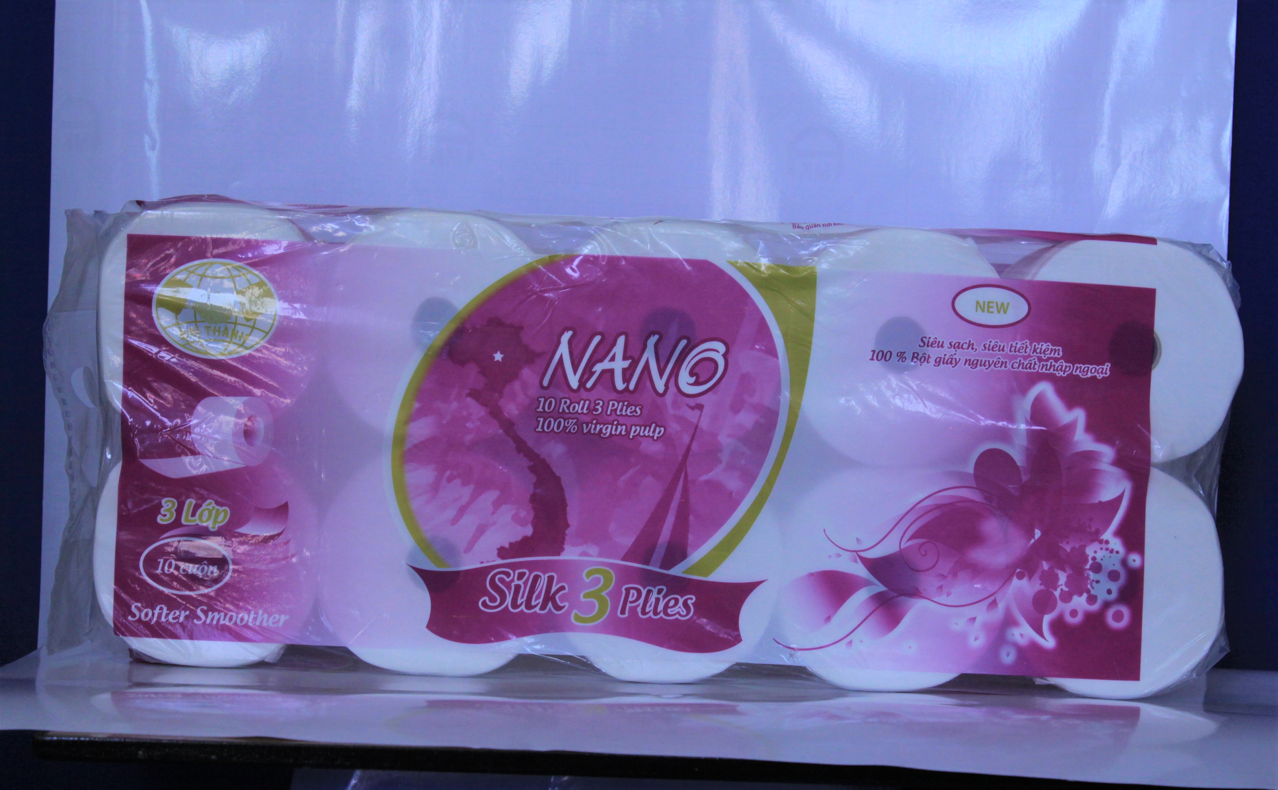 Giấy vệ sinh Nano 10 cuộn 3 lớp tím